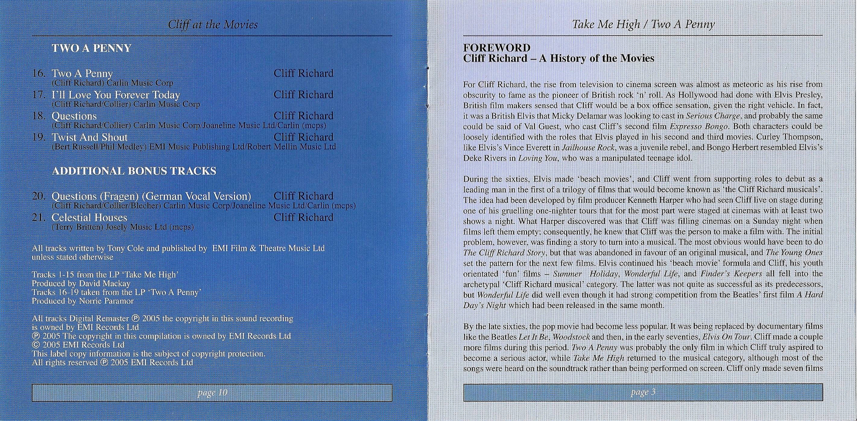 Cliff Richard Take Me High : Booklet 3
